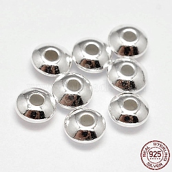 925 Sterling Silver Spacer Beads, Saucer Beads, Silver, 8x4mm, Hole: 2.5mm(X-STER-F019-03D)