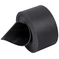 2M Flat Double Face Lychee Pattern Imitation Leather Band, Black, 37.5x1.8mm, about 2.19 Yards(2m)/Roll(LC-WH0010-01B-01)