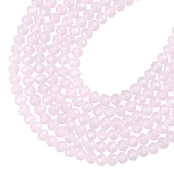 ARRICRAFT Glass Beads Strands, Imitation Jade Glass Beads, Faceted, Rondelle, Pink, 4mm, Hole: 1mm, about 107pcs/strand, 16.8 inch, 6strand/box