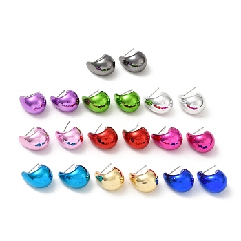 Teardrop Acrylic Stud Earrings, Half Hoop Earrings with 316 Surgical Stainless Steel Pins, Mixed Color, 22x14mm