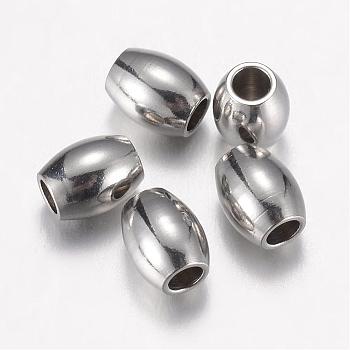 304 Stainless Steel Spacer Beads, Barrel, Stainless Steel Color, 5x4mm, Hole: 1.8mm