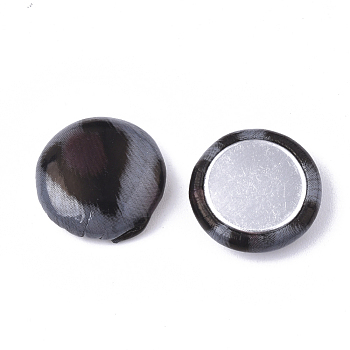 Imitation Leather Cabochons, with Aluminum Bottom, Flat Round, Platinum, Slate Gray, 15x5mm