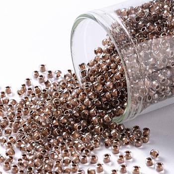 TOHO Round Seed Beads, Japanese Seed Beads, (1071) Dusty Mauve Lined Crystal Luster, 11/0, 2.2mm, Hole: 0.8mm, about 5555pcs/50g