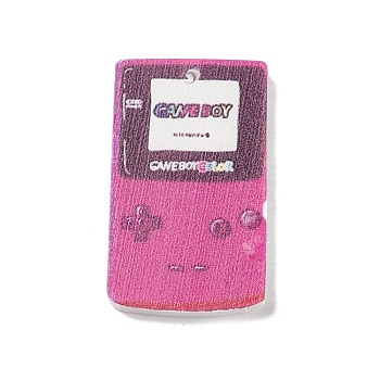 Acrylic Pendants, Hot Pink Theme, Game Machine, 34.5x20x2.5mm, Hole: 1.6mm