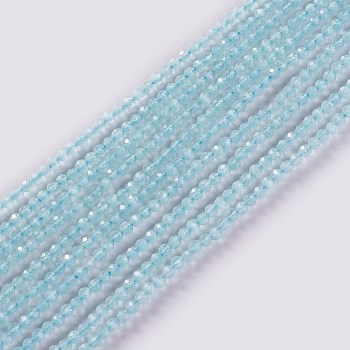 Glass Beads Strands, Faceted, Round, Light Blue, 2x2mm, Hole: 0.4mm, about 193~197pcs/strand, 14.17 inch~15.51 inch(36~39.4cm)