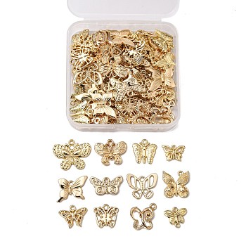 PandaHall Elite 72Pcs 12 Style Alloy Pendants and Links, Filigree Joiners Findings, Butterfly, Light Gold, 15x18x2mm, Hole: 1.8mm, 6pcs/style