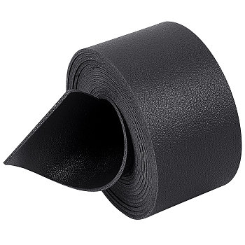 2M Flat Double Face Lychee Pattern Imitation Leather Band, Black, 37.5x1.8mm, about 2.19 Yards(2m)/Roll