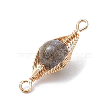 Natural Labradorite Copper Wire Wrapped Connector Charms(PALLOY-JF02518-02)-3