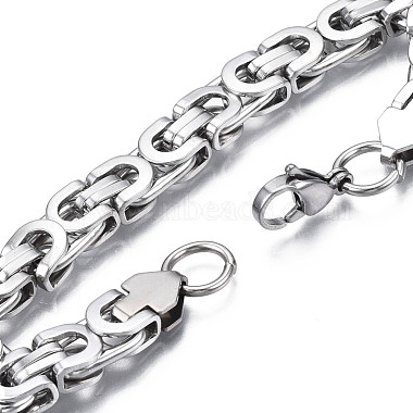 201 bracelet chaîne byzantine en acier inoxydable pour homme femme(BJEW-S057-76)-3
