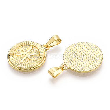 Real 18K Gold Plated Flat Round Brass Pendants