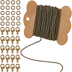 DIY Iron Chains Necklaces Making Kits, Antique Bronze & Red Copper, 3x2x0.5mm(DIY-SC0029-14E)