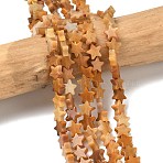 Natural Topaz Jade Beads Strands, Star, 6x6x2mm, Hole: 0.7mm, about 72pcs/strand, 14.96''(38cm)(G-F817-A09-01)