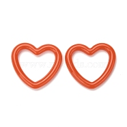 Opaque Acrylic Linking Rings, Heart, Orange Red, 27x30x3.5mm, Inner Diameter: 21x21.5mm(OACR-E006-07)