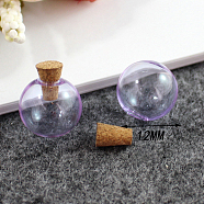 Miniature Glass Bottles, with Cork Stoppers, Empty Wishing Bottles, for Dollhouse Accessories, Jewelry Making, Round, Medium Purple, 12mm(MIMO-PW0001-037B-05)
