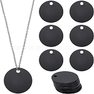 20Pcs Aluminum Blank Metal Tag, Flat Round, Black, 30mm(FIND-BC0001-87)