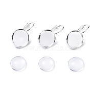 DIY Earring Making, with Brass Leverback Earring Findings and Transparent Oval Glass Cabochons, Silver Color Plated, Cabochons: 13.5~14x4mm, 1pc/set, Earring Findings: 25~27x16mm, Tray: 14mm, Pin: 0.8mm, 1pc/set(DIY-X0293-62A-B)