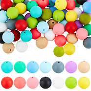 75pcs 15 Colors Food Grade Eco-Friendly Silicone Beads, Baby Chew Teething, Round, Mixed Color, 15mm, Hole: 2mm, 5pcs/color(SIL-DC0001-02)