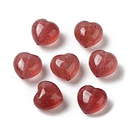 Natural Strawberry Quartz Beads, Heart, 11.5x12~12.5x7.5~8.5mm, Hole: 1~1.2mm(G-A090-07)