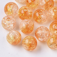 Transparent Crackle Acrylic Beads, Round, Sandy Brown, 10mm, Hole: 2mm, about 943pc/500g(CACR-N002-08)
