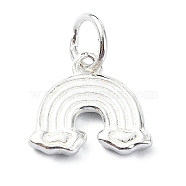 925 Sterling Silver Charms, Rainbow, with Jump Rings, Rainbow, 10x12x2mm, Hole: 4mm(STER-M119-08S)