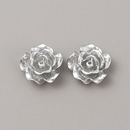 Plastic Cabochons, Flower, Silver, 12x12x5.5mm(KY-WH0048-30C)