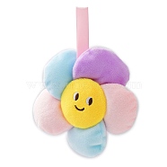Sunflower with Smiling Face Plush Cloth Pendant Decorations, for Bag Decoration, Keychain Child Gift Pendant, Colorful, 15.5cm(KEYC-A012-03A)