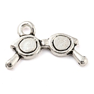 Alloy Charms, Cadmium Free & Lead Free, Glasses, Antique Silver, 13.5x22.5x2mm, Hole: 2mm, about 714pcs/1000g(FIND-G065-20AS)
