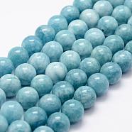 Natural White Jade Imitation Amazonite Beads Strands, Round, Dyed, 8mm, Hole: 1mm, about 48pcs/strand, 15.1 inch(G-F364-16-8mm)