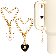 2 Sets Alloy Enamel Cup Pendant Decorations, with Iron Link Chain and Lobster Clasp, Light Gold, Heart, Letter A, 76mm, 2pcs/set(HJEW-SC0001-56A)