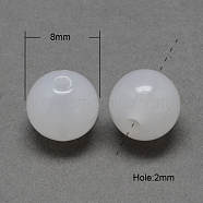 Imitation Jade Acrylic Beads, Round, White, 8mm, Hole: 2mm, about 1666pcs/500g(SACR-S188-08mm-11)
