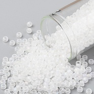 TOHO Round Seed Beads, Japanese Seed Beads, (161F) Transparent AB Frost Crystal, 8/0, 3mm, Hole: 1mm, about 222pcs/10g(X-SEED-TR08-0161F)