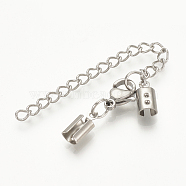304 Stainless Steel Chain Extender, Soldered, with Folding Crimp Ends, Stainless Steel Color, 35mm long, Lobster: 10x7x3.5mm, Cord End: 10x3x3mm, 2mm Inner Diameter, Chain Extenders: 48~50mm(X-STAS-S076-89)