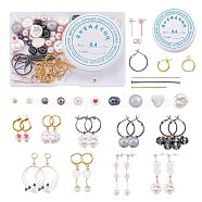 DIY Beaded Dangle Earring Making Kits, Including Natural Shell & Shell Pearl & Pearl & Plastic Pearl Beads, 304 Stainless Steel & Brass Stud & Hoop Earring Findings, Mixed Color(DIY-SZ0008-26)