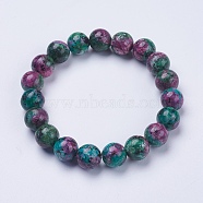Synthetic Ruby in Zoisite Beaded Stretch Bracelets, Round, 2-1/8 inch(53mm)(BJEW-I253-10mm-29)