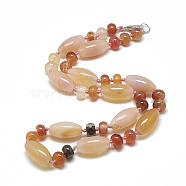 Natural Carnelian Beaded Necklaces, with Alloy Lobster Clasps, Dyed, 18.1 inch~18.5  inch(46~47cm), Oval: 20x10mm(NJEW-S388-18)