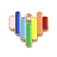 Rainbow Color Alloy Enamel Pendants, Heart Charms, Light Gold, Colorful, 16.5x18x1.5mm, Hole: 1.8mm(ENAM-G208-14KCG)