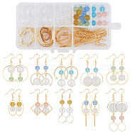 SUNNYCLUE DIY Earring Making Kits, Including Blown Glass Globe Beads Brass Bead Frames, 304 Stainless Steel Pendants, Alloy & Brass Linking Rings, Brass Earring Hooks, Mixed Color, 9.5~16x9~14mm, Hole: 1.5~2.5mm, 20pcs(DIY-SC0013-10)