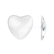 Transparent Glass Heart Cabochons,, Clear, 29x30x7mm(GGLA-R021-30mm)