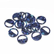 Cellulose Acetate(Resin) Pendants, Flat Round, Midnight Blue, 28.5x28.5x2.5mm, Hole: 1.5mm(KY-S134-A344)