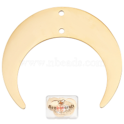 10Pcs 201 Stainless Steel 2-Loop Connector Charms, Laser Cut, Crescent, Real 18K Gold Plated, 26x30x1mm, Hole: 1.2mm(STAS-BBC0001-21)
