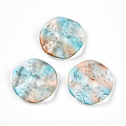 Transparent Glass Beads, Round with Leaf, Camel, 25.5x5.5mm, Hole: 1.6mm(X-GLAA-A012-01B)