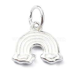 925 Sterling Silver Charms, Rainbow, with Jump Rings, Rainbow, 10x12x2mm, Hole: 4mm(STER-M119-08S)