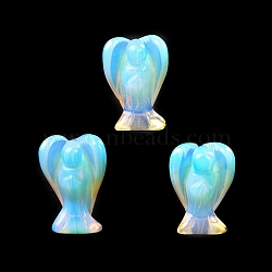 Opalite Carved Angel Figurines, for Home Office Desktop Feng Shui Ornament, 24.5~28x17.5~19.5mm(PW-WG73241-11)