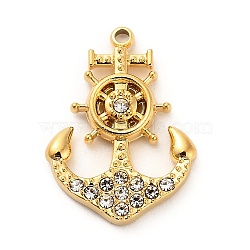 304 Stainless Steel Crystal Rhinestone Pendants, Helm, Real 18K Gold Plated, 20.5x15.5x2.5mm, Hole: 1.5mm(STAS-P385-07B-G)