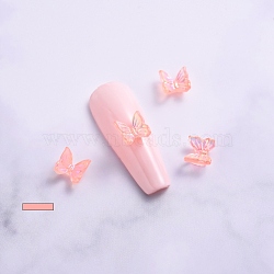 Electroplated 3D Resin Cabochons, Nail Art Decoration Accessories, Butterfly, Light Salmon, 6.5x6.5x3mm(MRMJ-T083-10C)