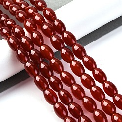 Dyed & Heated Natural Carnelian Beads Strands, Oval, 12x8mm, Hole: 1mm, about 33pcs/strand, 15.16''(38.5cm)(G-G177-J01-01)