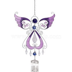 Metal Wind Chime, Fairy Angel Enamel Haging Pendant Decorations, Medium Purple, 760x200mm(PW-WG62934-03)