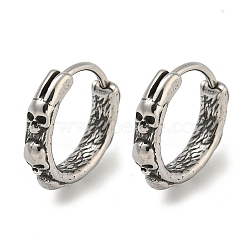 316 Surgical Stainless Steel Hoop Earrings, Skull, Antique Silver, 14.5x3mm(EJEW-D096-23E-AS)