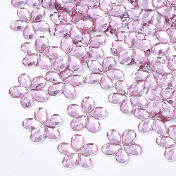 Plastic Cabochons, Flower, Pink, 9x9.5x1.5mm, about 5000pcs/bag(KY-T012-01L)