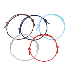 Waxed Polyester Cord Braided Bead Bracelets, Mixed Color, Inner Diameter: 1-5/8~2-3/4 inch(4~7cm), 1Pc/color(AJEW-JB00011-S)